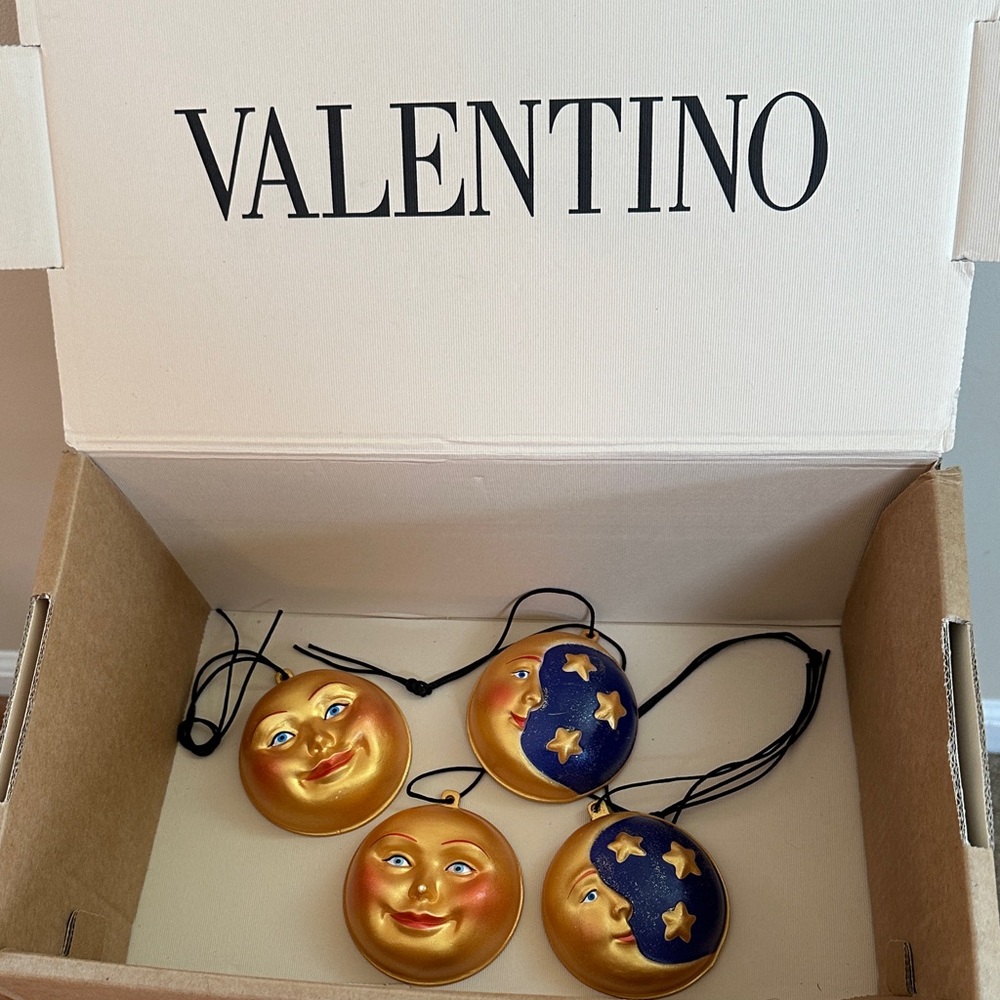 Valentino Goldtone Sun & Moon Ornaments – Set of 4